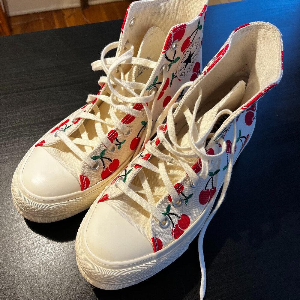 Converse Platform All-Stars Cherry Print High Top Sz 9